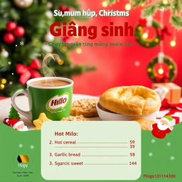 A Christmas-themed poster titled 'Sum họp Giáng sinh - Ngọt ngào từng món ăn' displayed boldly in large, bold font at the center top