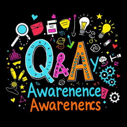 A colorful and imaginative doodle drawing focused on the concept of 'Quality Awareness'