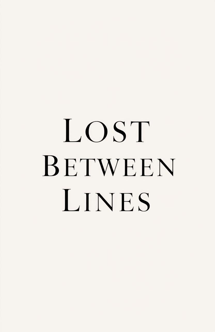 A minimalistic design featuring the phrase "Lost Between Lines" artistically integrated into the composition