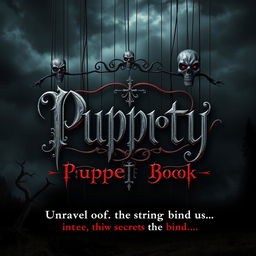 A captivating and eerie flyer for a dark fantasy and psychologically thrilling puppet book
