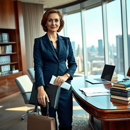 A highly detailed and realistic portrait of a lawyer in a modern office setting