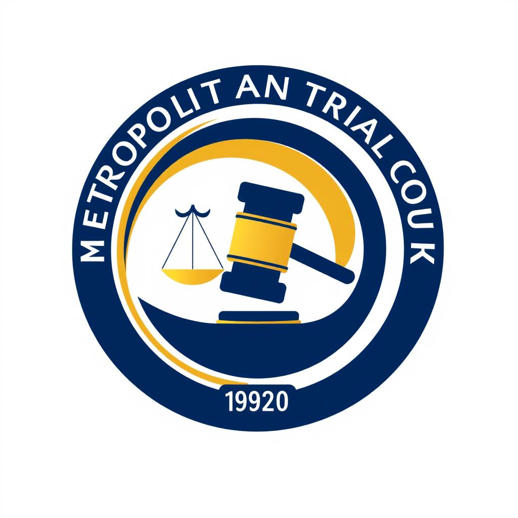 A sleek and modern logo design for a Metropolitan Trial Court