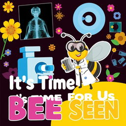 A vibrant and engaging poster promoting radiologic technology with the theme "It's Time for Us to Bee Seen