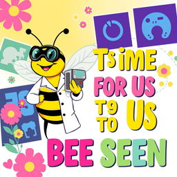 A vibrant and engaging poster promoting radiologic technology with the theme "It's Time for Us to Bee Seen