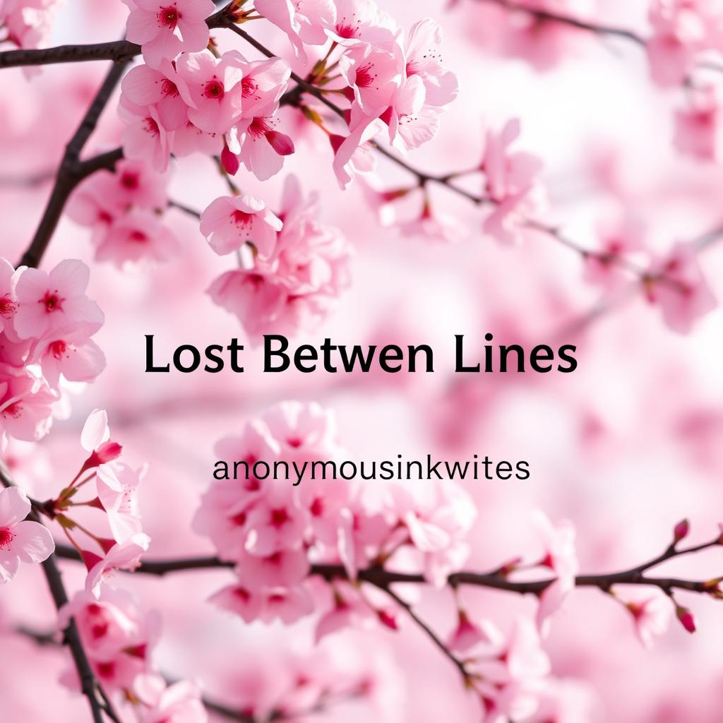 A stunning digital artwork featuring a cherry blossom background, with vibrant pink blossoms set against a soft, dreamy backdrop