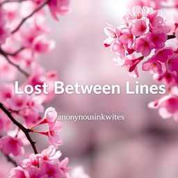 A stunning digital artwork featuring a cherry blossom background, with vibrant pink blossoms set against a soft, dreamy backdrop