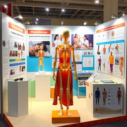 A visually captivating science exhibition display showcasing various physiotherapic features and therapies used in India