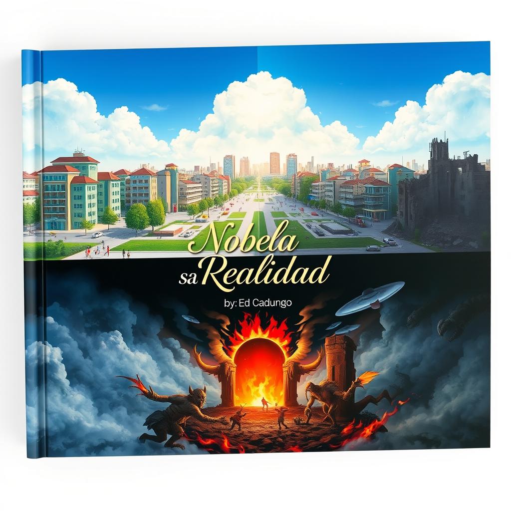 A visually striking book cover featuring a mirrored parallel city