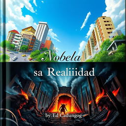 A visually striking book cover featuring a mirrored parallel city