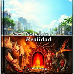 A captivating book cover depicting a mirrored parallel city