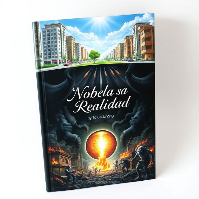 A captivating book cover depicting a mirrored parallel city