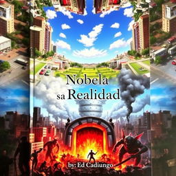 A visually striking book cover depicting a mirrored parallel city