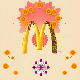 A creative reimagining of the iconic McDonald's logo infused with Indian cultural elements