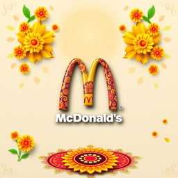 A creative reimagining of the iconic McDonald's logo infused with Indian cultural elements