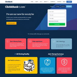 A sleek and modern homepage design for the website 'ClickBank