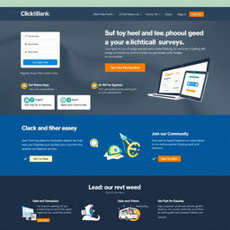 A sleek and modern homepage design for the website 'ClickBank
