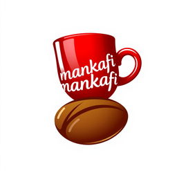 A logo featuring a slanted red coffee cup with the word 'mankafi' elegantly written on it
