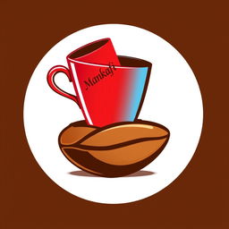 A logo featuring a slanted red coffee cup with the word 'mankafi' elegantly written on it
