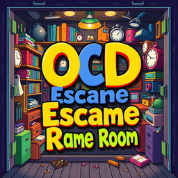 A visually engaging and intriguing escape room poster, themed around OCD (Obsessive-Compulsive Disorder)
