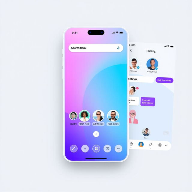 A sleek and modern app user interface design featuring vibrant colors and intuitive navigation