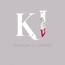 A striking logo featuring the letters 'KJ' designed for a fashion clothing brand
