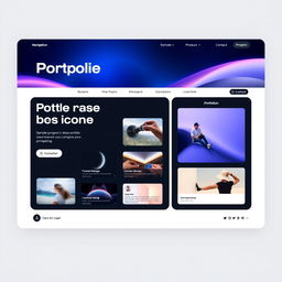 A modern and sleek portfolio web UI design featuring a minimalist aesthetic