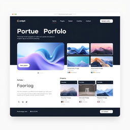 A modern and sleek portfolio web UI design featuring a minimalist aesthetic