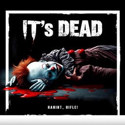 Create a horror movie cover for a film titled 'IT's DEAD'