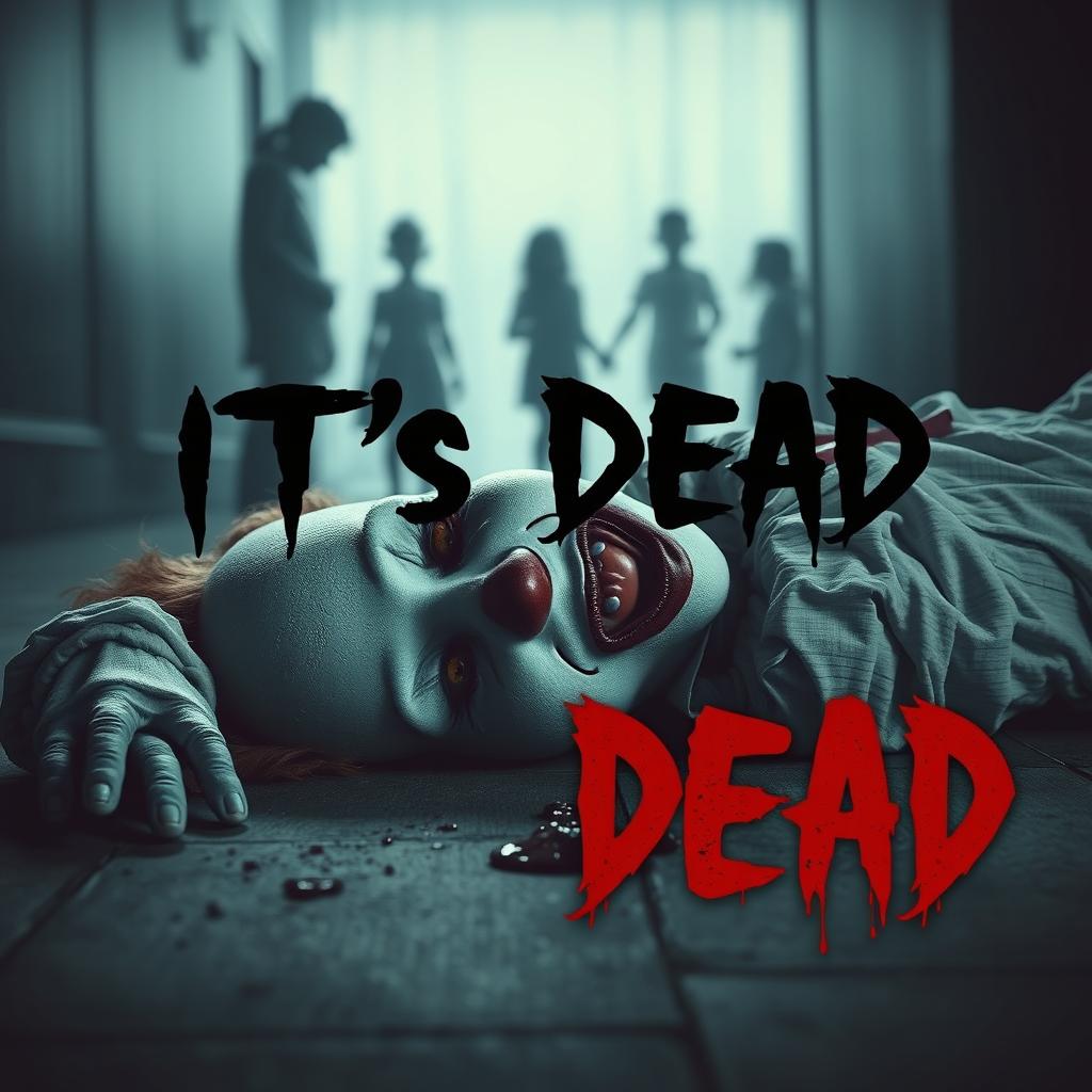 A gripping horror movie cover for a film titled 'IT's DEAD'