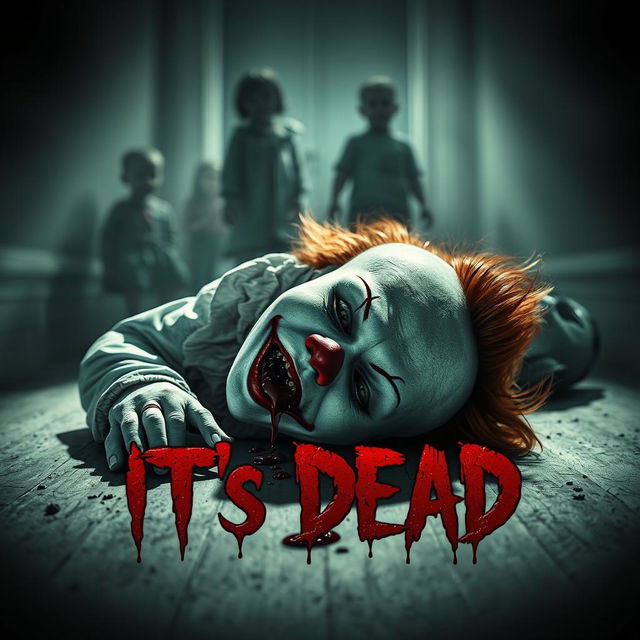 A gripping horror movie cover for a film titled 'IT's DEAD'