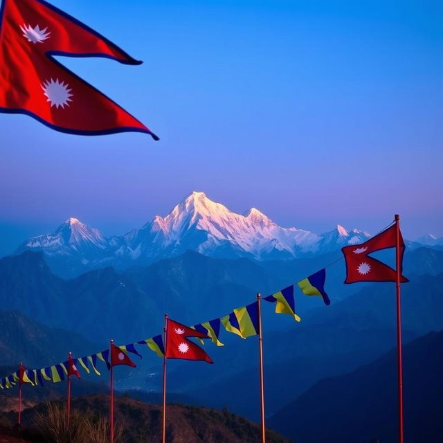 A breathtaking background photo featuring the majestic mountains of Nepal, with prominent Everest peaks and serene landscapes