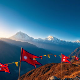 A breathtaking background photo featuring the majestic mountains of Nepal, with prominent Everest peaks and serene landscapes