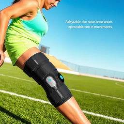A smart knee brace specifically designed for impact sports, featuring an adaptable and flexible construction that allows for comfortable movement
