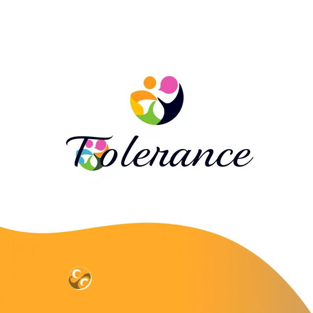 A stylish and modern logo representing tolerance, featuring a harmonious blend of diverse colors and symbols that convey unity and acceptance