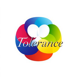 A stylish and modern logo representing tolerance, featuring a harmonious blend of diverse colors and symbols that convey unity and acceptance