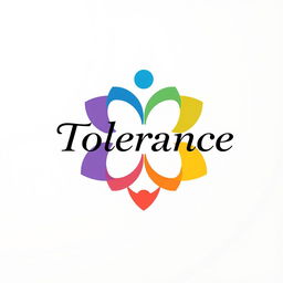 A stylish and modern logo representing tolerance, featuring a harmonious blend of diverse colors and symbols that convey unity and acceptance