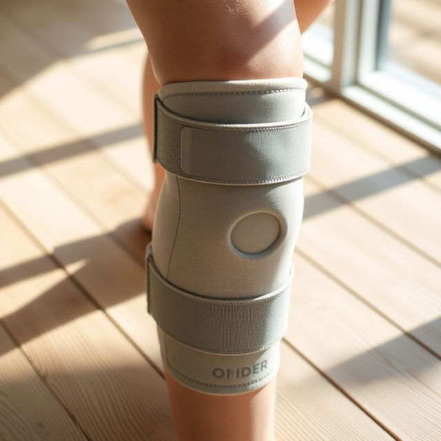 A simple yet effective knee brace, designed to be adaptable and flexible