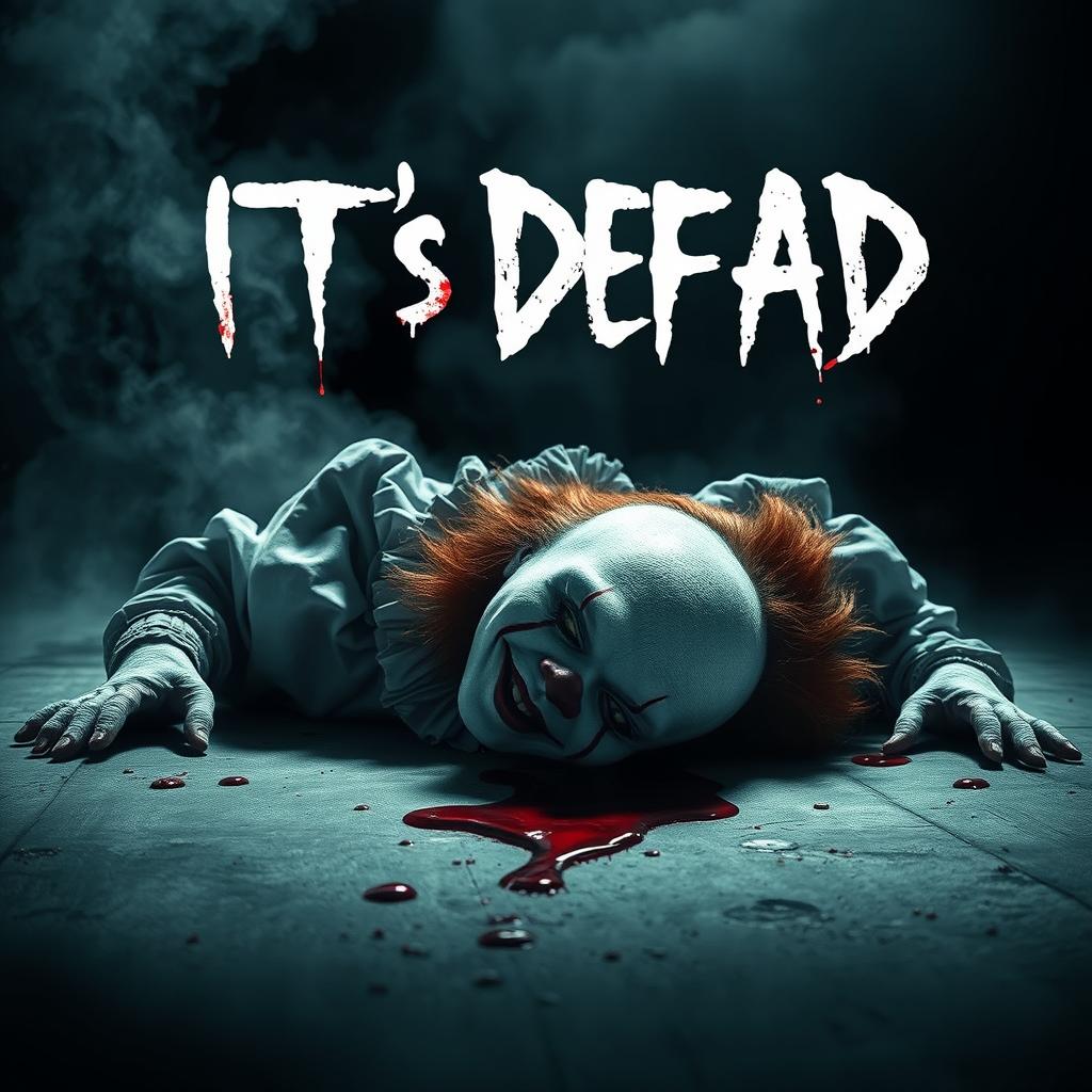 A chilling movie cover for a horror film titled 'IT's DEAD'