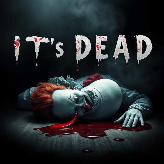 A chilling movie cover for a horror film titled 'IT's DEAD'