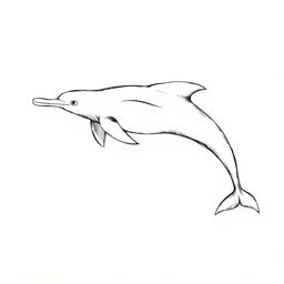 A monochrome sketched illustration of a Mahakam river dolphin, depicted in a flat perspective without a snout