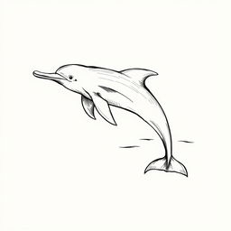 A monochrome sketched illustration of a Mahakam river dolphin, depicted in a flat perspective without a snout