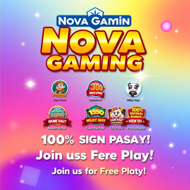 Create a vibrant and attractive casino promotional template for 'Nova Gaming'