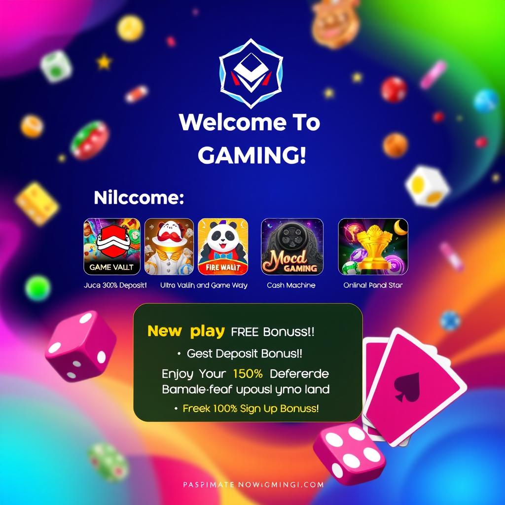 A vibrant and attractive casino promotional template featuring a logo for 'Nova Gaming'