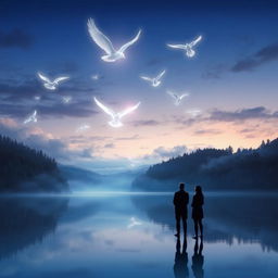 A serene and enchanting landscape depicting the concept of 'The Flight Without Wings'