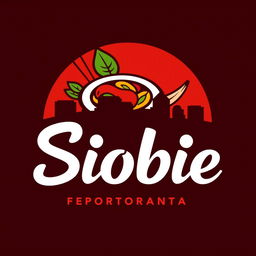 A vibrant and appealing logo design for an F&B store called 'Siobie', specializing in traditional food from Pontianak