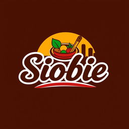 A vibrant and appealing logo design for an F&B store called 'Siobie', specializing in traditional food from Pontianak