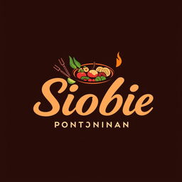 A vibrant and appealing logo design for an F&B store called 'Siobie', specializing in traditional food from Pontianak