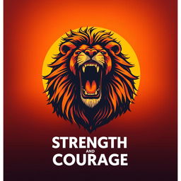 A visually striking poster design featuring a roaring lion in the center, looking fierce and majestic