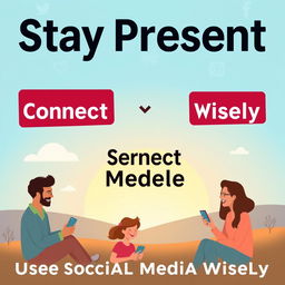 A visually engaging poster promoting responsible social media use and digital well-being