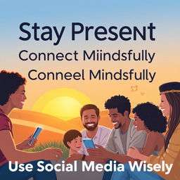 A visually engaging poster promoting responsible social media use and digital well-being